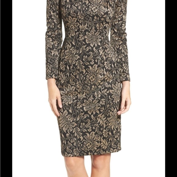 Eliza J Dresses & Skirts - Eliza J Black and Gold Holiday Christmas New Years Long Sleeve Dress